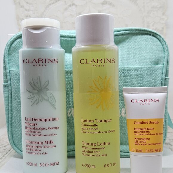 CLARINS Perfect Cleansing 3PC Set In Makeup Bag NIB - Picture 4 of 9